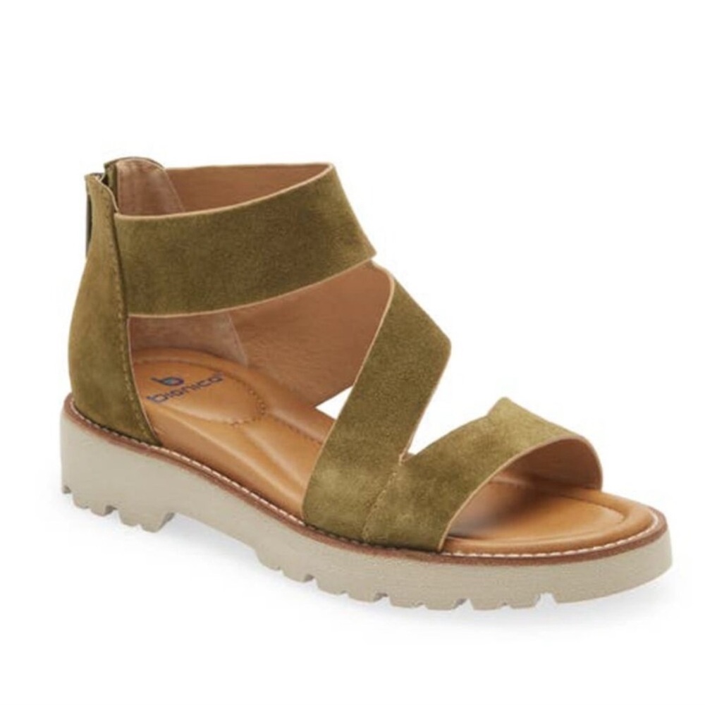Bionica Daela Sandal Citron Green Suede 7 NWT